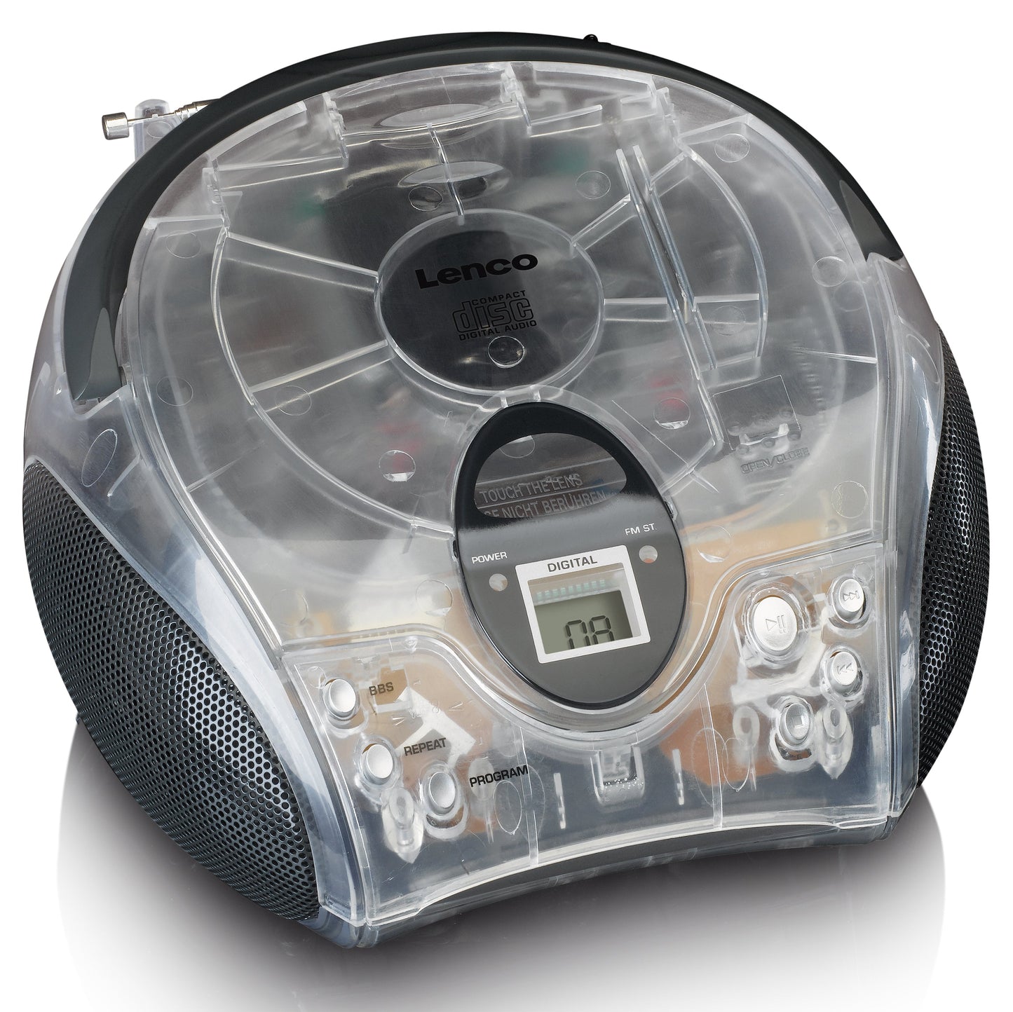 LENCO - SCD-24TR UK - Portable stereo FM radio with CD player - Transparent