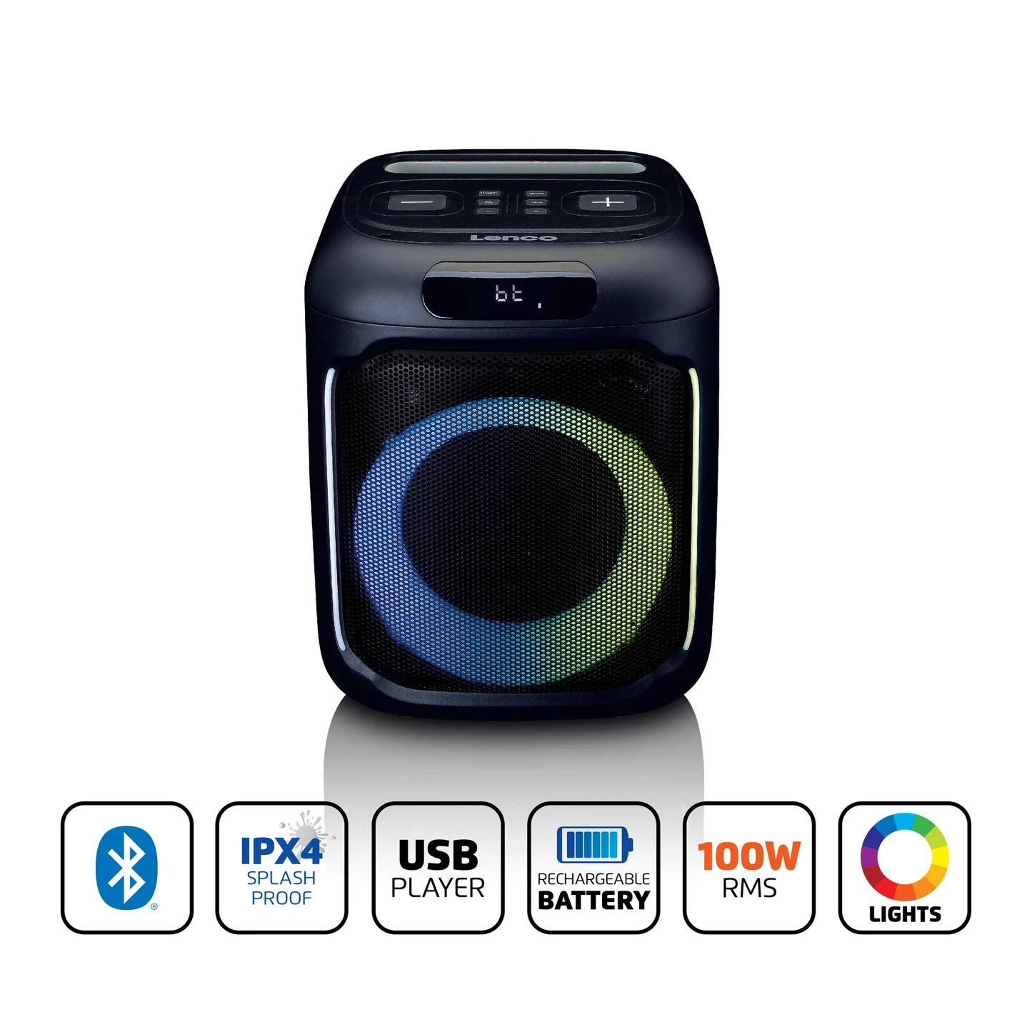 Lenco PA-100 - Party speaker with lights and wireless mic