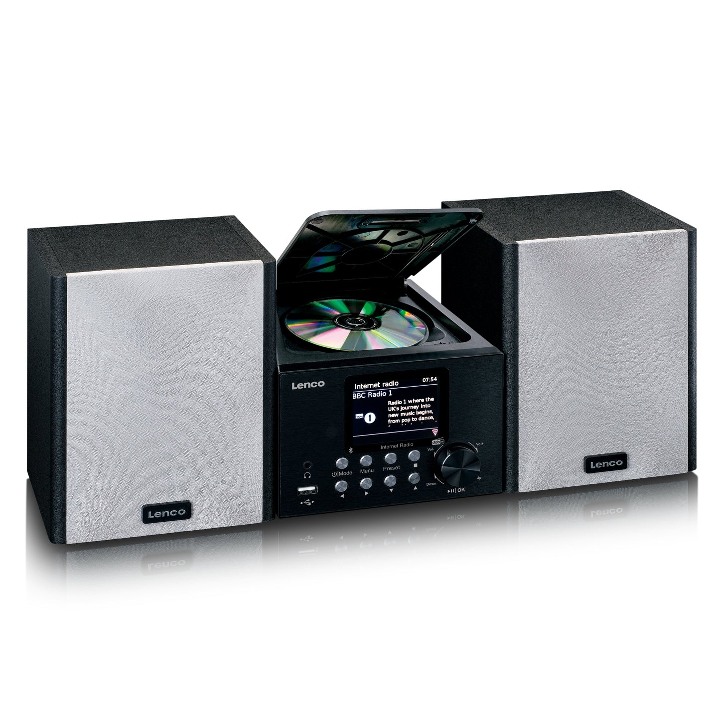 LENCO MC-250BK UK - Micro set with Smart Radio, CD/USB player, internet, DAB+, Bluetooth® - Black