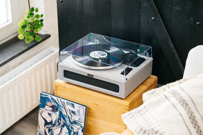 LENCO LS-440GY - Turntable with 4 built-in speakers - Fabric