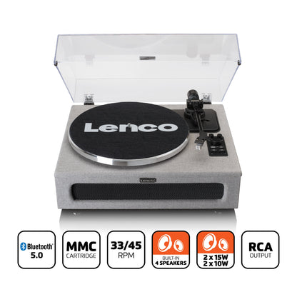 LENCO LS-440GY - Turntable with 4 built-in speakers - Fabric
